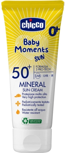 Chicco ásványi fényvédő krém gyermekeknek SPF 50+ Baby Moments Sun 75 ml