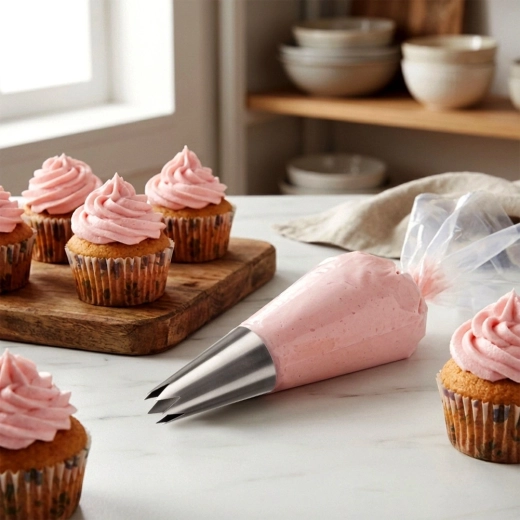 Egyszerű díszítés cukrász zsákkal