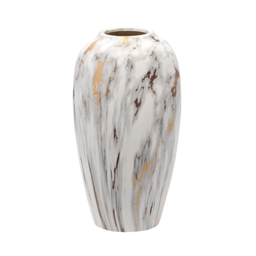 Kerámia váza 11,5 × 11,5 × 25 cm, fehér–arany