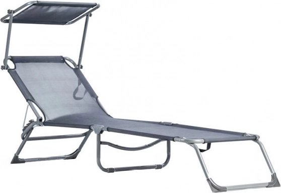 Állítható kerti napozóágy napellenzővel, szürke MultiGarden