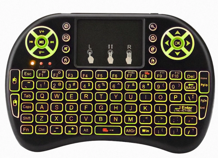 Vezeték nélküli mini billentyűzet érintőpaddal és RGB háttérvilágítással