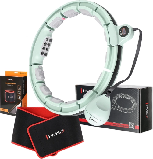 HMS masszírozó hula hoop készlet számlálóval és mágnesekkel + BR163 karcsúsító öv, zöld