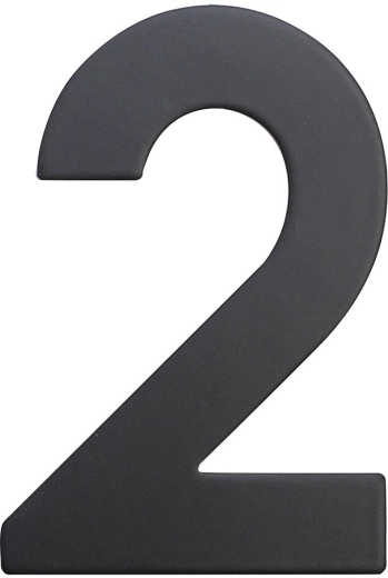 Házszám 2, 75 mm, rozsdamentes acél, matt fekete