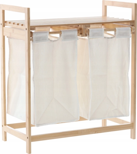 Bambusz polc két kosárral 64 × 33 × 73 cm