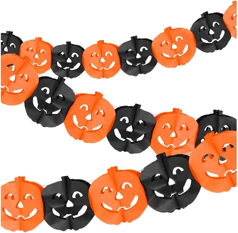 Papír Halloween-girland tökök motívumával, Glimz, 3 m