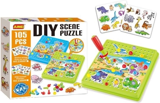 Konstrukciós puzzle csavarhúzóval (állatkák), 105 db – 1 db