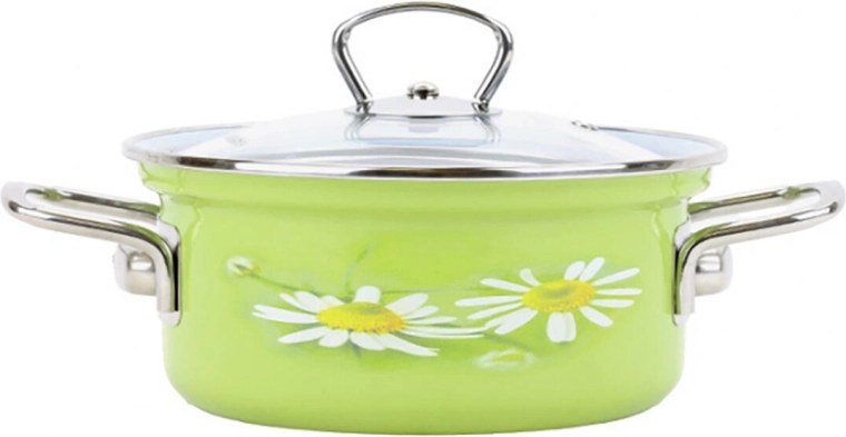 Zománcozott BELIS Daisy lábas 24 cm üvegfedővel, 4,5 l