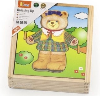 Viga fa logikai puzzle Öltöztesd fel a macit – kislány