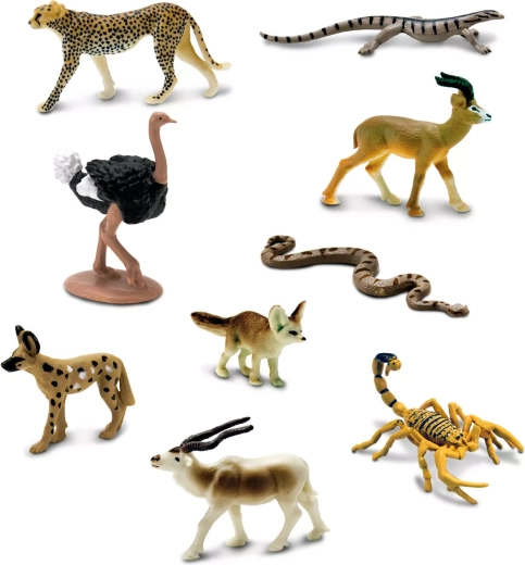 9 mini szaharai állatfigura egyetlen tubusban