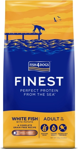 Fish4Dogs Finest apró szemű granulátum felnőtt kutyáknak fehér hallal és burgonyával 6 kg
