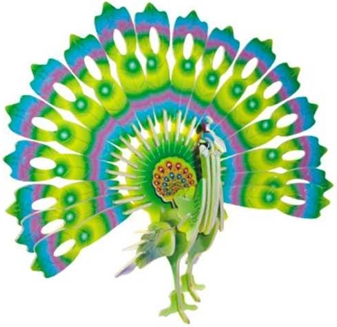 Színes fa 3D puzzle Páva