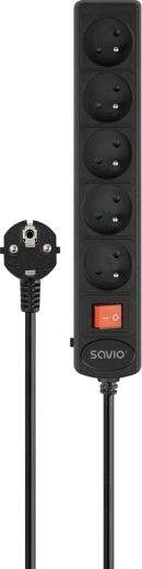 Túlfeszültségvédett hosszabbító elosztó 5× Schuko, 3 m kapcsolóval