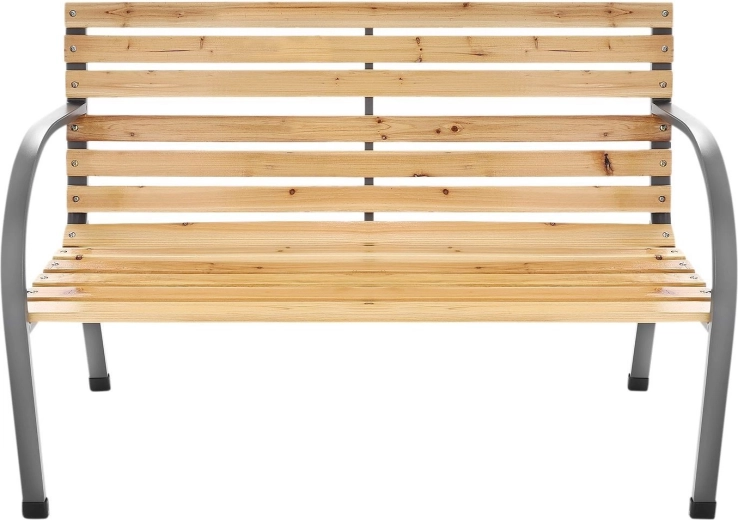 Fa kerti pad háttámlával, 120 cm – teraszra és balkonra