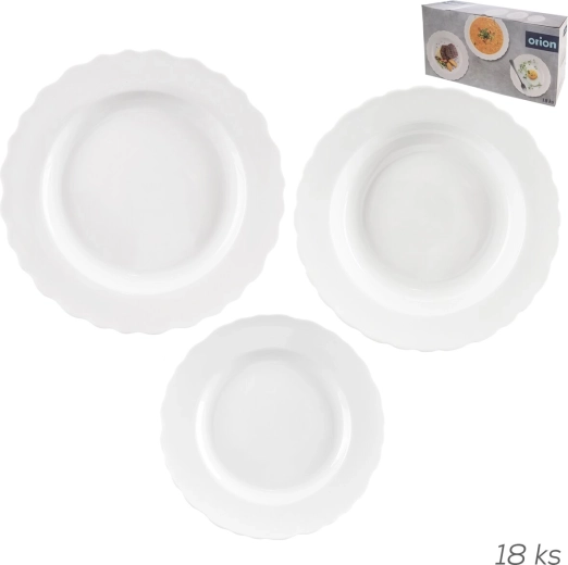 Mona „hullámok” porcelán étkészlet, kerek, 18 részes