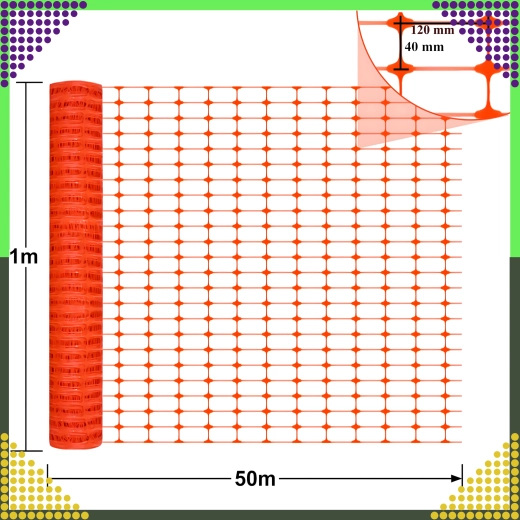 Építési figyelmeztető műanyag háló, narancssárga 1 × 50 m, 100 g