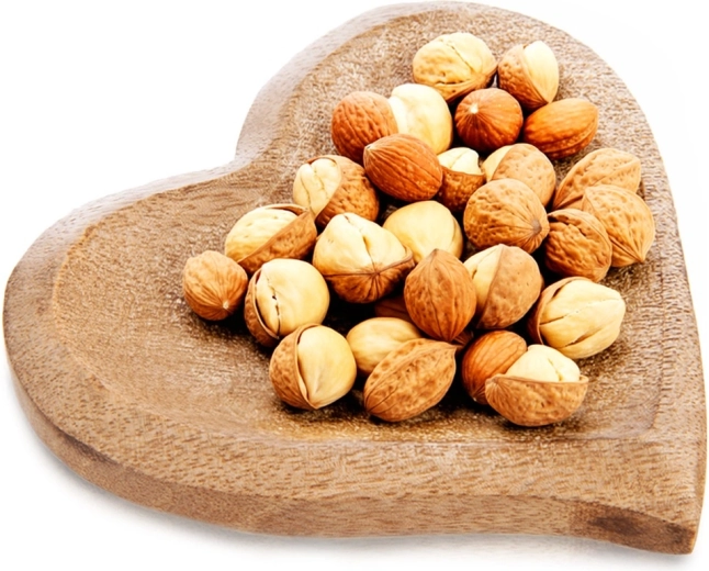 Mango fából készült szív alakú falatka tálka 12 × 12 cm