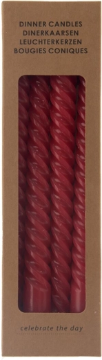 Twisted piros gyertya, 4 db