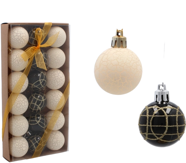 4 cm-es üveg karácsonyi gömb szett – rózsaszín, matt és fényes, 18 db