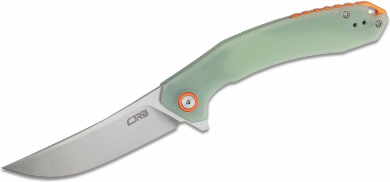 CJRB Gobi zsebkés, zárható 8,9 cm, stonewash, áttetsző zöld G10 (CNC textúra)