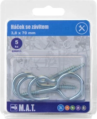 Menetes kampó 70 × 3,8 mm, horganyzott, 5 db