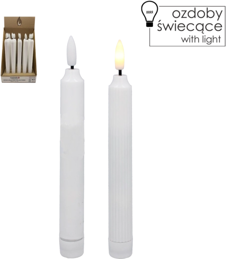 LED gyertya elemmel, fehér, 16,5 cm