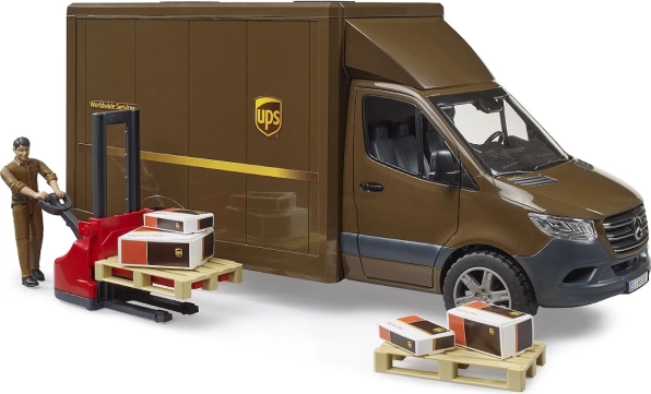 UPS Bruder MB Sprinter kiszállító jármű figurával és tartozékokkal