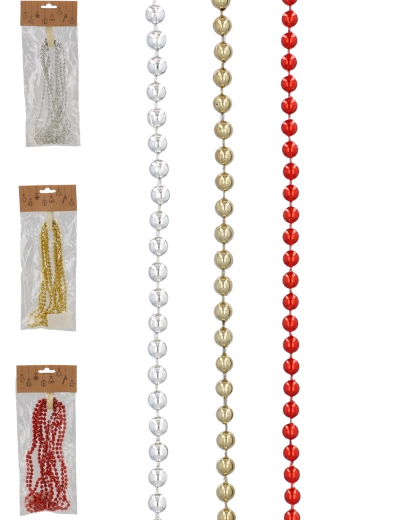 Karácsonyi gyöngyfűzér 2,7 m, 6 mm – színmix