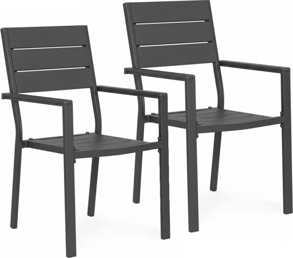 2 darabos kerti szék készlet HDPE-ből és acélból, szürke – MultiGarden