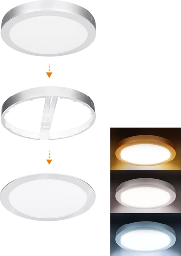 Solight LED mini panel fürdőszobába 2 az 1-ben, kerek 24 W IP54 3CCT ezüst