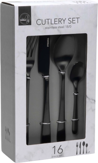 16 darabos fekete evőeszközkészlet