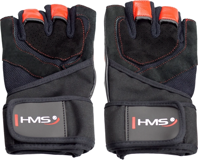 HMS fitnesz kesztyű csuklópánttal, piros – M