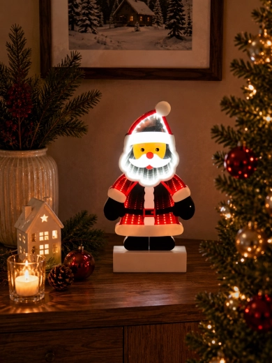 3D karácsonyi dekoráció Santa Claus végtelen tükörhatással, LED - 1 db