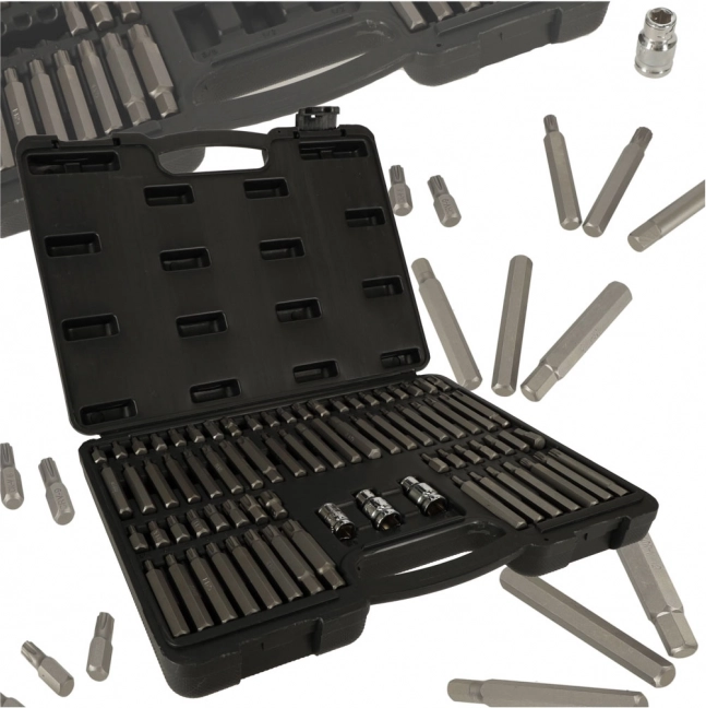 KAFUWELL 75 darabos bitkészlet akkumulátoros fúróhoz és racsnihoz, kofferes