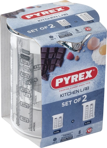 PYREX üveg mérőkanna készlet kiöntővel, 250 ml és 500 ml