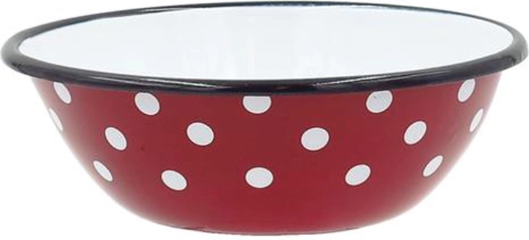 Zománcozott pöttyös tál 16 cm, piros