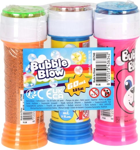 Buborékfújó 60 ml – színmix, 3 db-os szett
