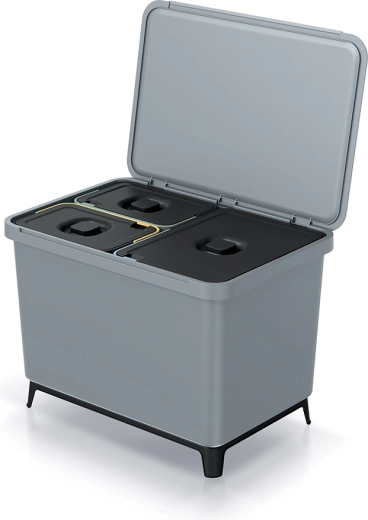 Systema szelektív hulladékgyűjtő 43 l, világosszürke, 3 rekesszel