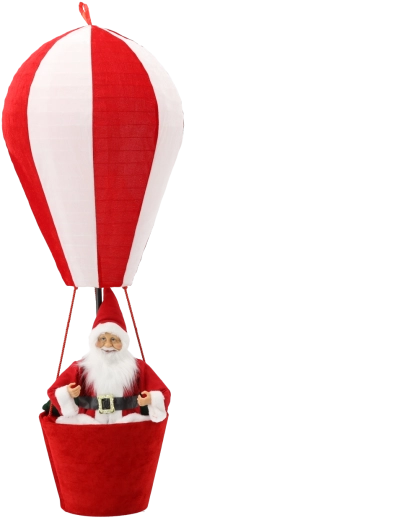 Karácsonyi dekoráció: Mikulás hőlégballonban, 110 cm