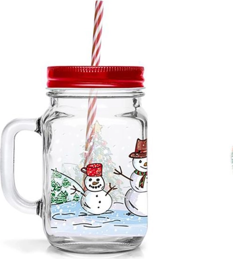 TORO szívószálas pohár 450 ml – hóember