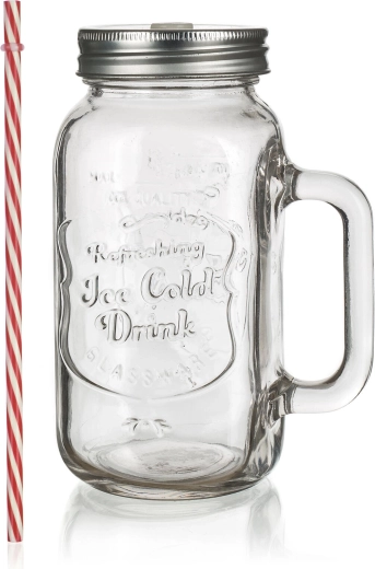 Üvegbögre fedéllel és szívószállal 700 ml MADEIRA