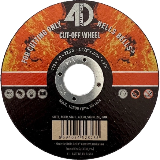 Vágókorong acélhoz és rozsdamentes acélhoz 115 × 1,0 × 22,2 mm