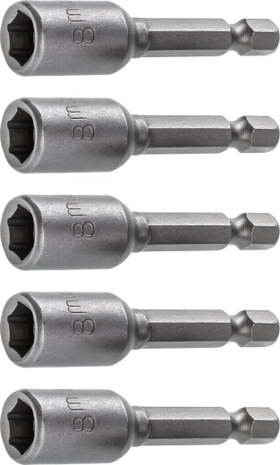 1/4" adapterkészlet 8 mm bitekhez, 10 darabos