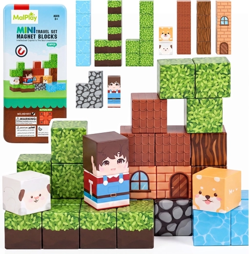 Mágneses építőjáték Wioska (falucska) 38 darab 2 cm