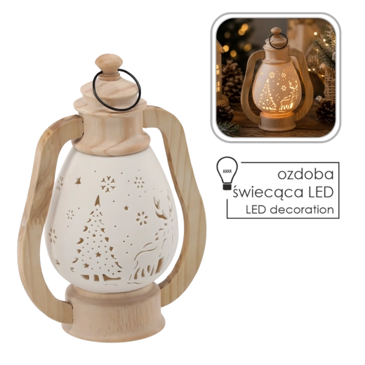 Karácsonyi figura – kerámia LED lámpás - 1 db