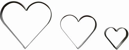 Rozsdamentes acél szívalakú kiszúrók készlete – nagy, sima, 3 darab