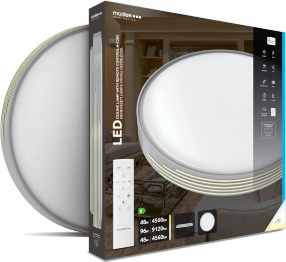 Modee Smart Lighting A‑C205 mennyezeti LED lámpa, 2×48 W, szabályozható, távirányítóval