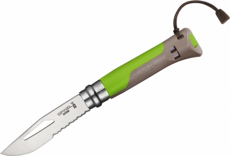 Opinel N°08 Outdoor Inox zöld zsebkés 8,5 cm síppal