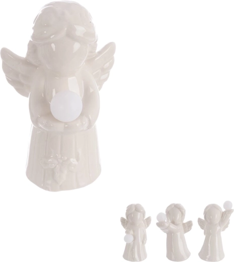 Porcelán angyal LED fénnyel – vegyes változat