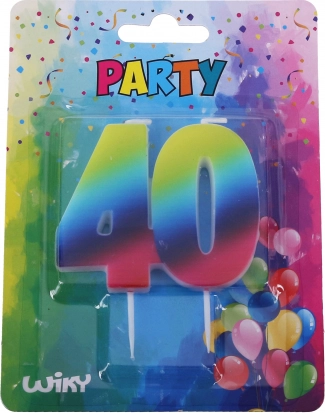 Szivárványos 40-es számú születésnapi gyertya