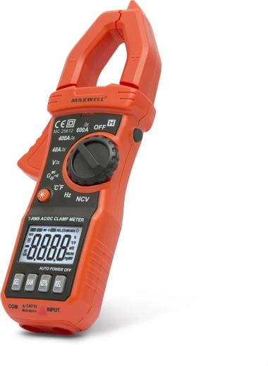 Maxwell True RMS 600 A-es digitális lakatfogó multiméter munkalámpával